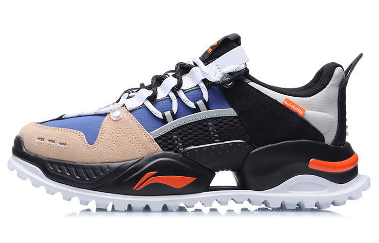 Li-Ning Li Ning Abrasion Resistant Thermal Low top Running Shoes Unisex Blue Apricot Black