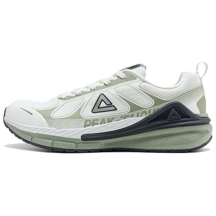 PEAK Cushioning Rebound Abrasion Resistant Support Low top Sprint Running Shoes Men's White Green