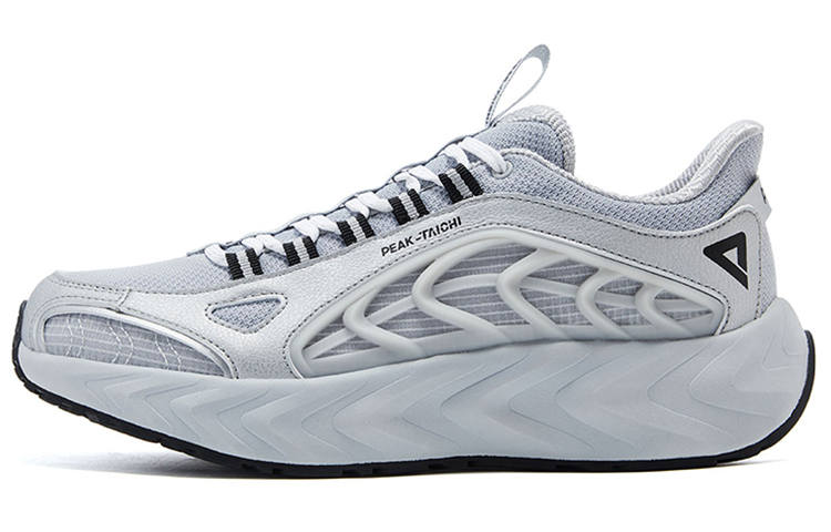 PEAK Mesh Fabric Breathable Abrasion Resistant Slip Resistant Low top Running Shoes Men's White Gray