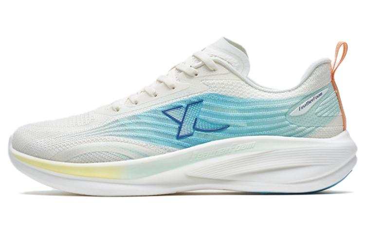 XTEP Cushioning Slip Resistant Abrasion Resistant Low top Casual Running Shoes Men's White Blue Yellow