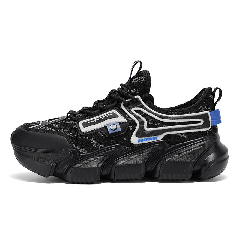 DEERWAY Breathable Lightweight Height Increasing Low top Chunky Sneakers Men's Black