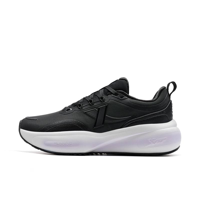 XTEP Jet Feather Abrasion Resistant Slip Resistant Low top Casual Running Shoes Women's Black/Peony Purple