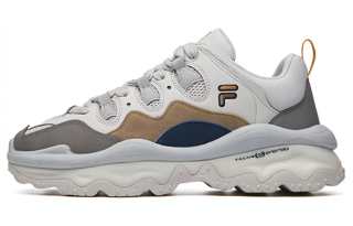FILA FUSION QD96 Textile, Synthetic Leather Cushioning, Wear Resistant Low top Chunky Sneakers Men's Gray White
