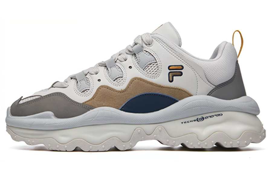 FILA FUSION QD96 Textile, Synthetic Leather Cushioning, Wear Resistant Low top Chunky Sneakers Men's Gray White
