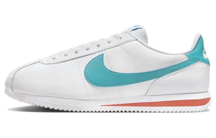 Nike Nike Cortez Leather Slip Resistant Slip Resistant Low top Casual Running Shoes Men's White Blue Orange