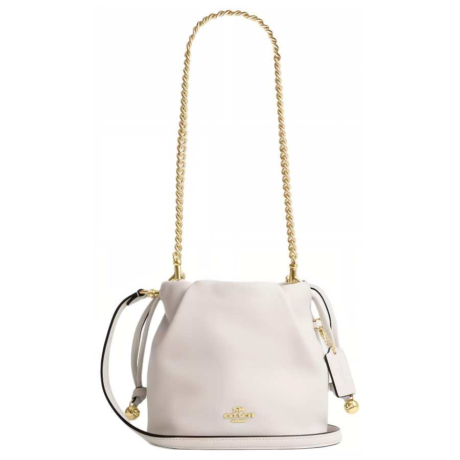 COACH Faye Calfskin Crossbody Bag, Shoulder Bag Mini Women's White & Gold