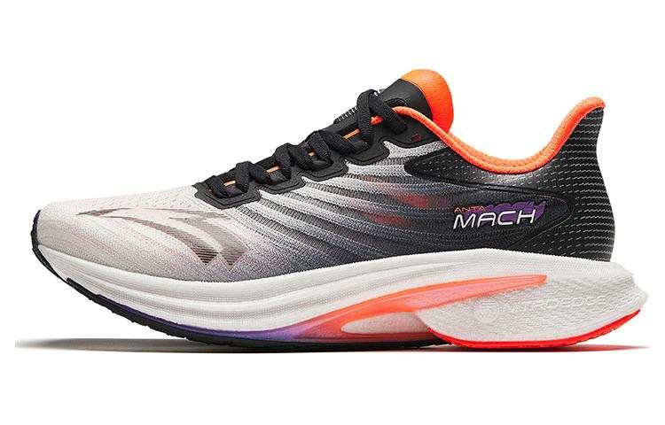 Anta MACH 4.0 Cushioning Slip Resistant Rebound Low top Casual Running Shoes Men's White Black Orange