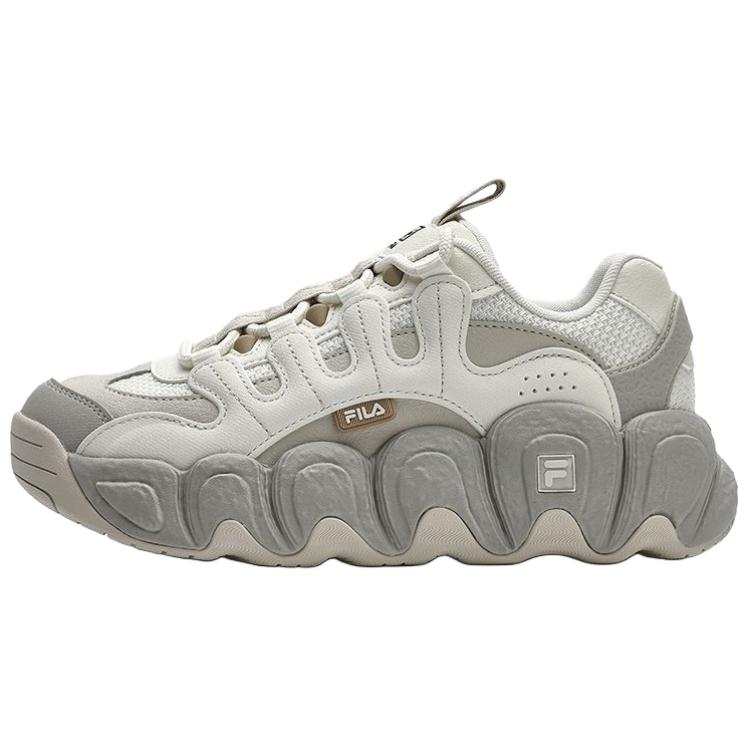FILA Croissant Textile, Synthetic Leather, TPU Lightweight Height Increasing Low top Chunky Sneakers Women's White Gray