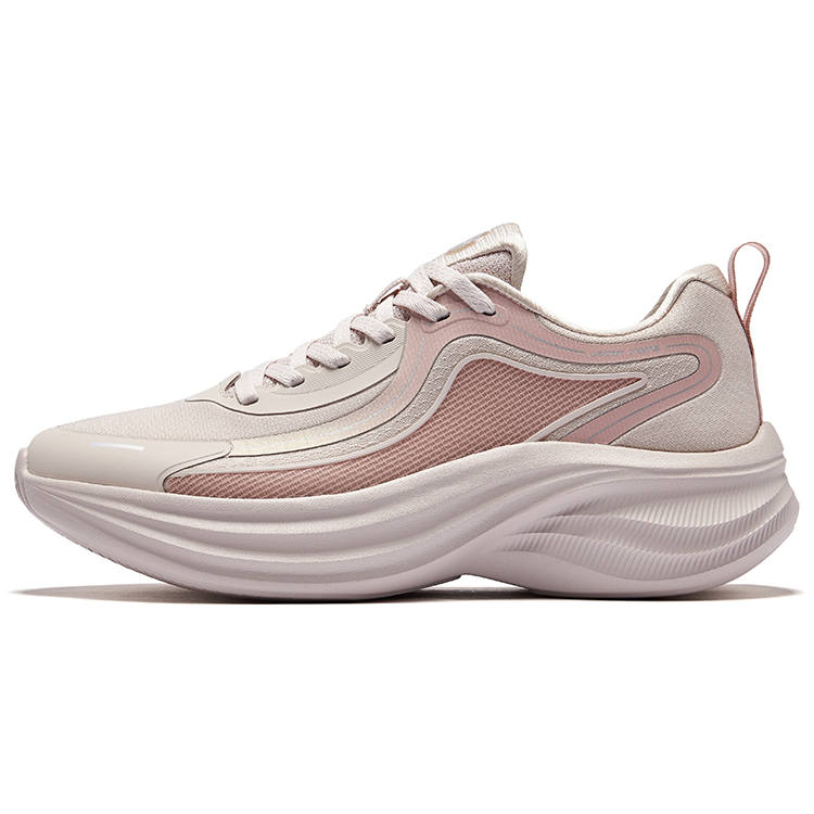 Erke Cushioning Height Increasing Low top Casual Running Shoes Women's Painted Gray Clay Pink