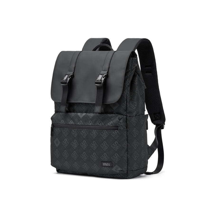 SEPTWOLVES SEPTWOLVES Fabric, Synthetic Leather Backpack QPL Unisex Black