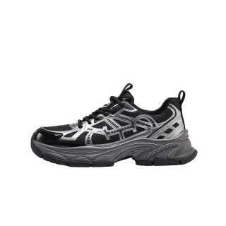 ZHENGDANNU Height Increasing Breathable Low top Chunky Sneakers Men's Silver Black