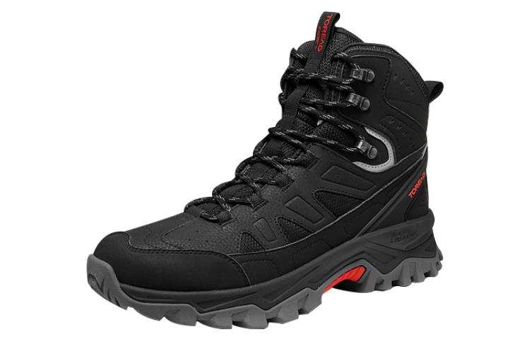 TOREAD Cushioning, Wear Resistant High top Outdoor Shoes Men's Black Red