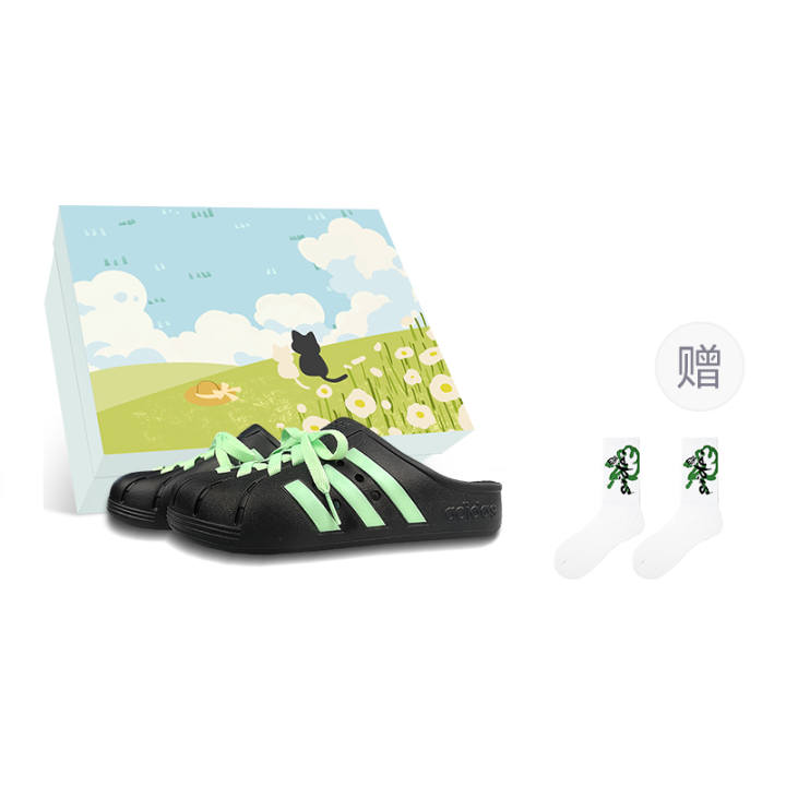 Adidas Adidas Adilette Slip Resistant Closed Toe Slippers Unisex Black Green