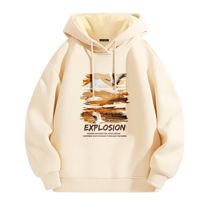 Tonlion Sweatshirts Unisex Hooded Thickened Heavyweight