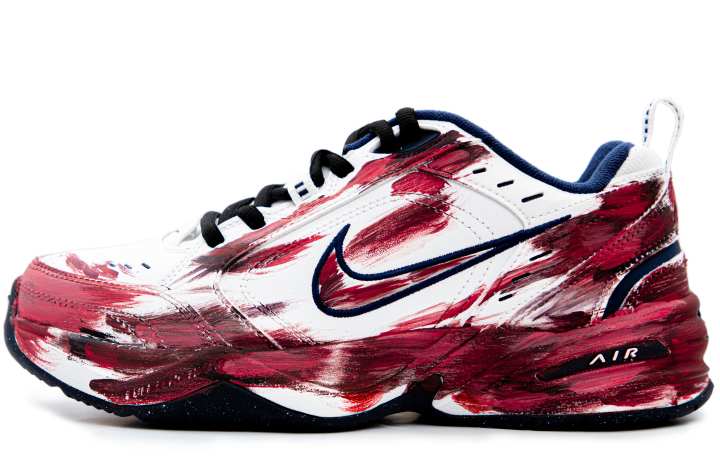 Nike Nike Air Monarch 4 Great Ambition Slip Resistant Abrasion Resistant Low top Chunky Sneakers Unisex Black Red