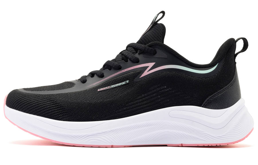 QIAODAN Height Increasing Low top Super Light Q COZY SOFT Sprint Running Shoes Women's Black Austin Pink