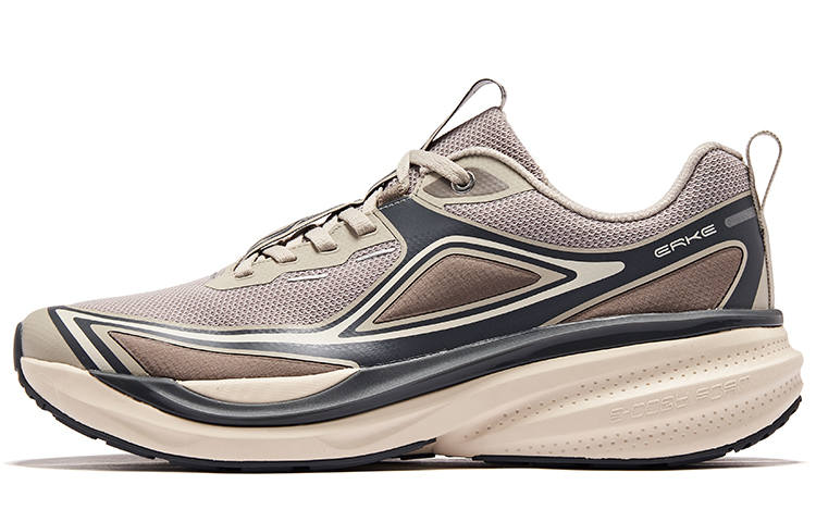 Erke Textile, Synthetic Leather Cushioning, Wear Resistant Low top Running Shoes Men's Gray Brown