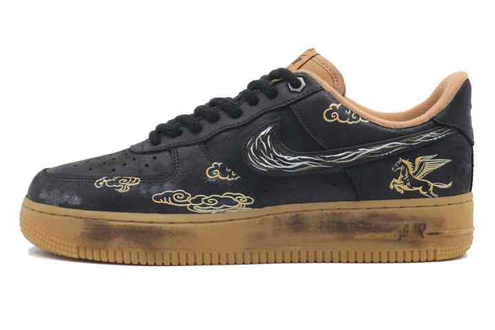 Nike Nike Air Force 1 Lightweight Breathable Lightweight And Breathable Low top Skateboard Shoes Unisex Black Brown