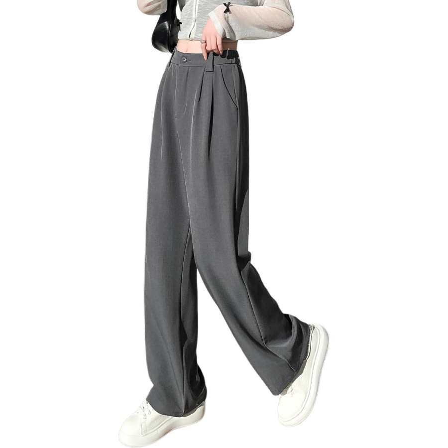 Tonlion Casual Pants Women's Medium Gray Moderate Straight Fit Pants