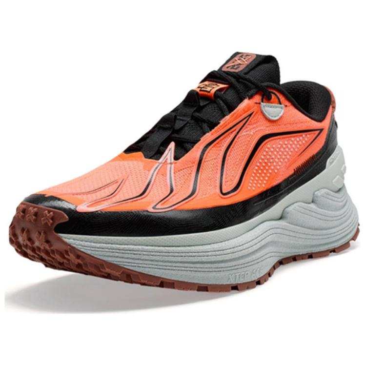 XTEP Fabric Abrasion Resistant Slip Resistant Cushioning Low top Sprint Running Shoes Men's Orange Black