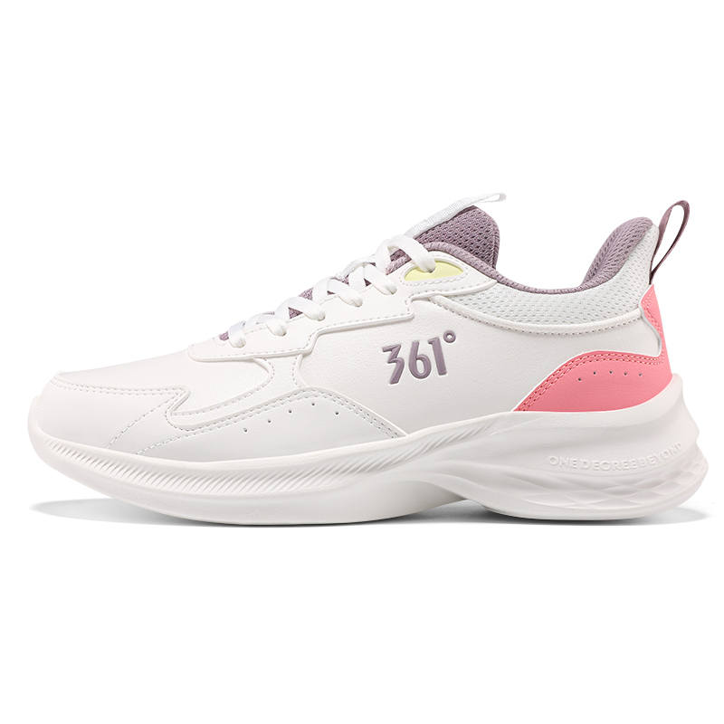 361° Slip Resistant Abrasion Resistant Low top Casual Running Shoes Women's White Purple Pink
