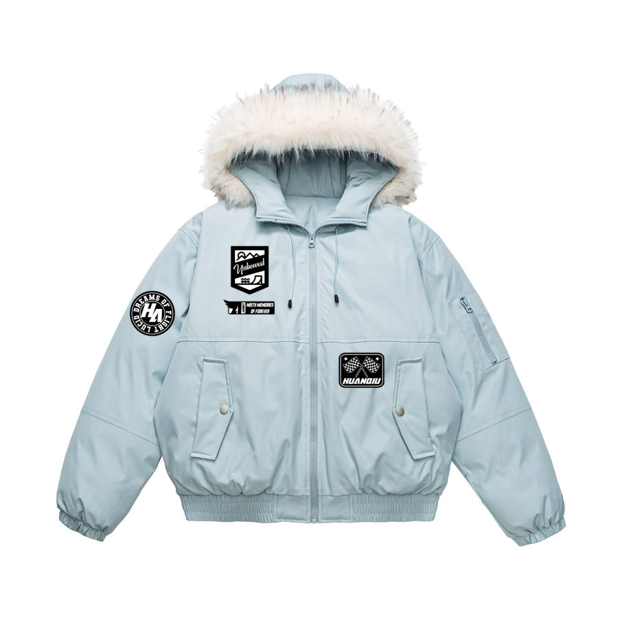 HUANQIU Puffer Jackets Unisex Hooded Thickened