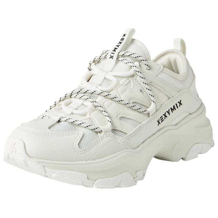 XEXYMIX Abrasion Resistant Abrasion Resistant Low top Chunky Sneakers Women's Raw White