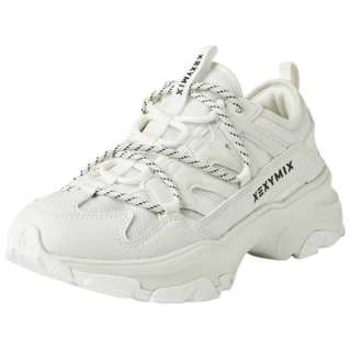XEXYMIX Abrasion Resistant Abrasion Resistant Low top Chunky Sneakers Women's Raw White