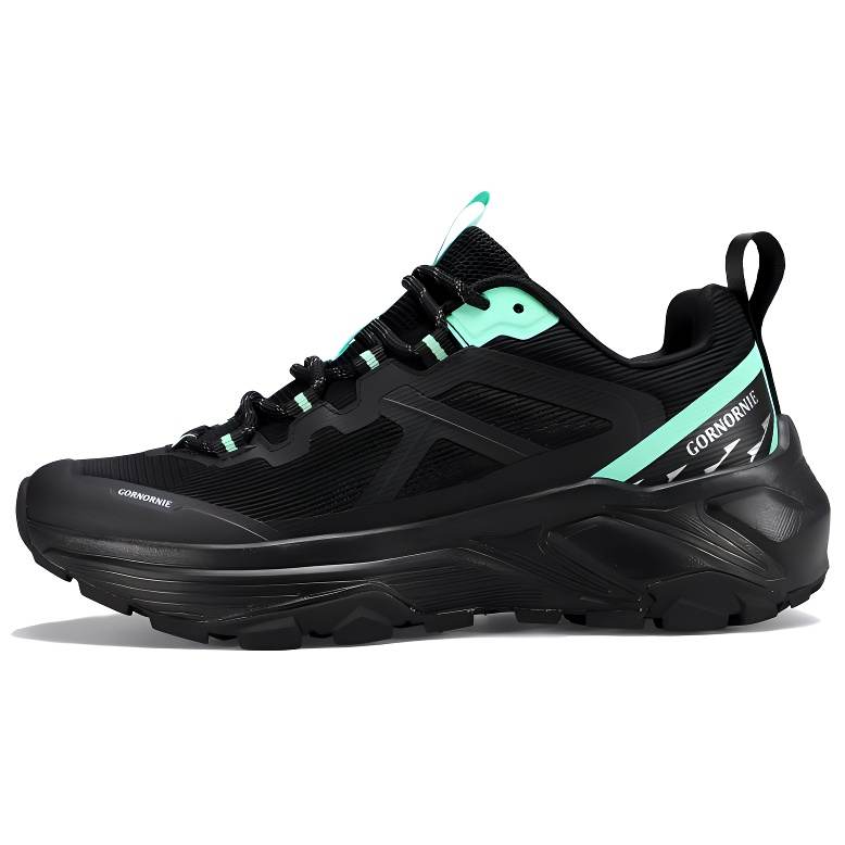 GORNORNIE Abrasion Resistant Lightweight Rebound Low top Casual Training Sprint Running Shoes Women's Black Green