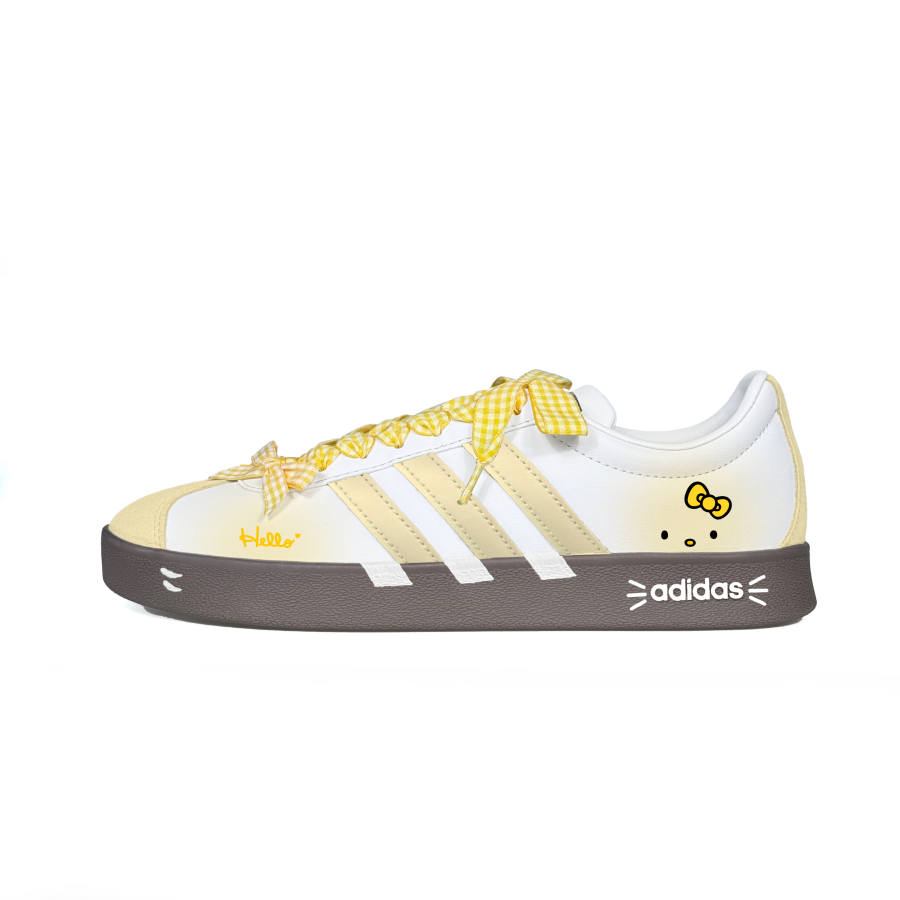 Adidas Adidas VL COURT 2.0 Fresh Look Kitten Abrasion Resistant Low top Skateboard Shoes Unisex Yellow
