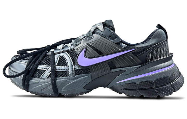 Nike Nike V2K Run Low top Casual Running Shoes Unisex Black Purple