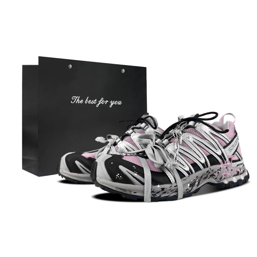 SALOMON XA PRO 3D Cushioning Support Cushioning Support Low top Running Shoes Unisex Gray Pink