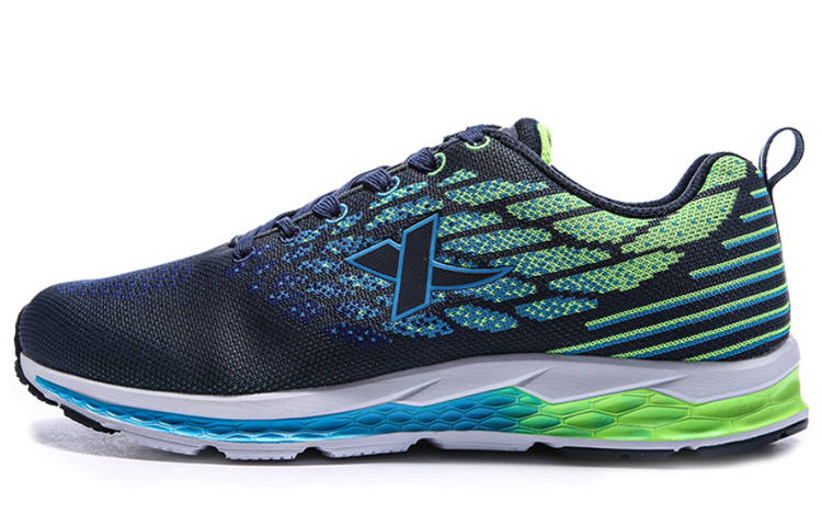 XTEP Dynamic Foam Dynamic Foam Fabric Cushioning, Wear Resistant Low top Running Shoes Men's Blue Green