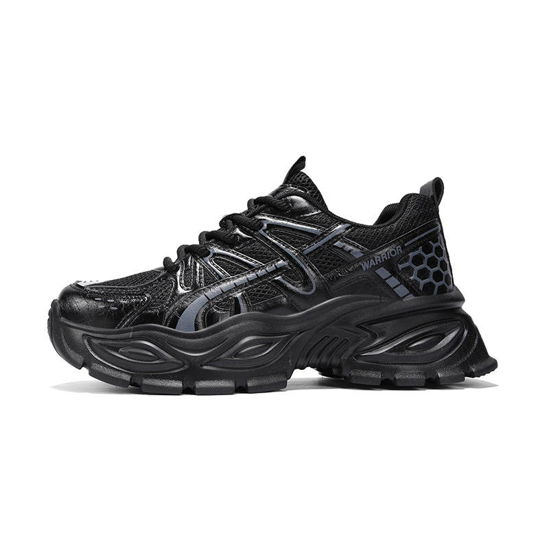 Warrior Height Increasing Abrasion Resistant Lightweight Slip Resistant High top Chunky Sneakers Men's Black