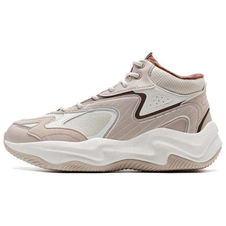 XTEP Lightning 5.0 Fleece Lined Comfortable Slip Resistant Thermal Mid top Casual Running Shoes Women's Pink Beige