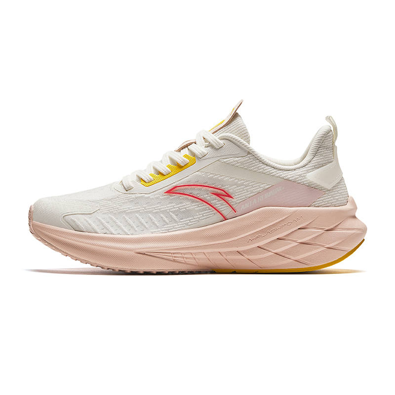 Anta Cushioning Slip Resistant Abrasion Resistant Low top Running Shoes Women's White Pink