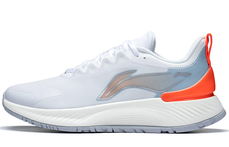 Li-Ning Li Ning YueYing Element Comfortable Fabric Cushioning Slip Resistant Rebound Low top Running Shoes Men's White Orange