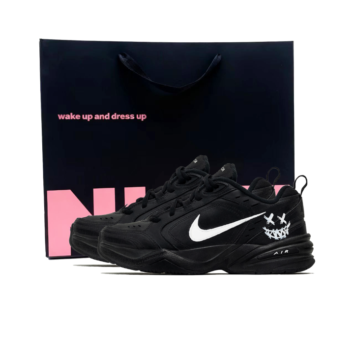 Nike Nike Air Monarch 4 Dark Alley Smiley Face Synthetic Leather Abrasion Resistant Low top Chunky Sneakers Unisex