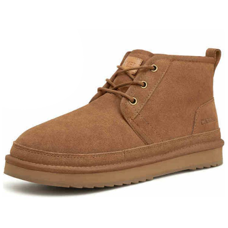 CAMEL Cow Split Leather Thermal Abrasion Resistant Cushioning Fleece Lined, Wool, Suede Soft Leather Outdoor Boots 3cm