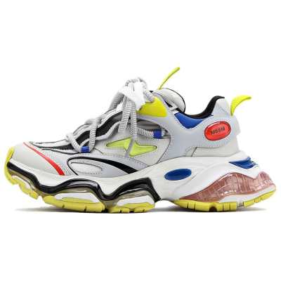 M88M Slip Resistant, Abrasion Resistant, Height Increasing Low top Chunky Sneakers Unisex Gray Yellow