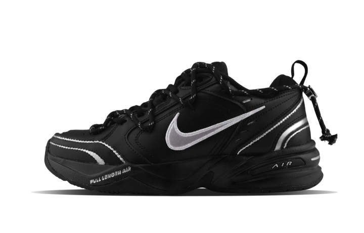 Nike Nike Air Monarch 4 Slip Resistant, Abrasion Resistant, Lightweight Low top Chunky Sneakers Unisex Black Silver