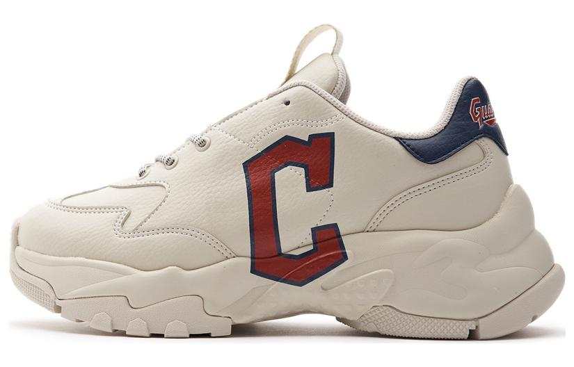MLB Big Ball Chunky A Cleveland Indians Slip Resistant Abrasion Resistant Low top Chunky Sneakers Unisex White