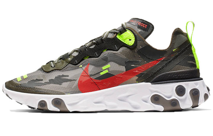 Nike Nike React Element 87 Medium Olive Bright Crimson