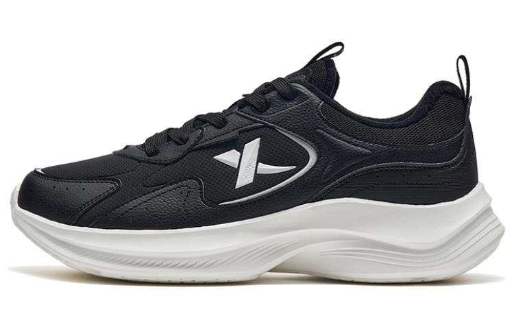 XTEP Comfortable Slip Resistant Abrasion Resistant Low top Running Shoes, Insulated Shoes Men's Black Sail White