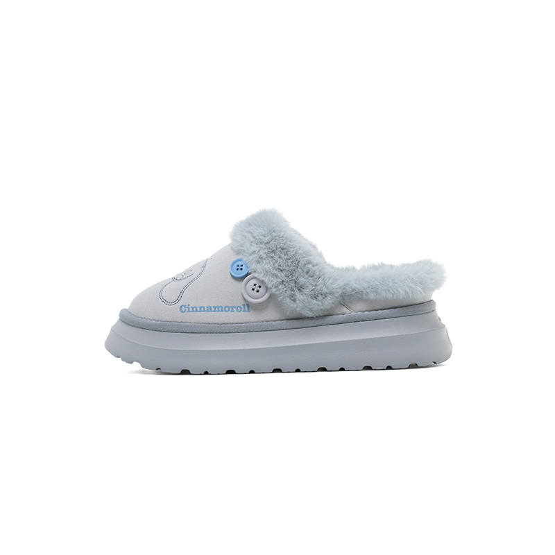 OLD ORDER Sanrio x OLD ORDER Fuzzy Abrasion Resistant Slip Resistant Closed Toe Slippers Women's Blue