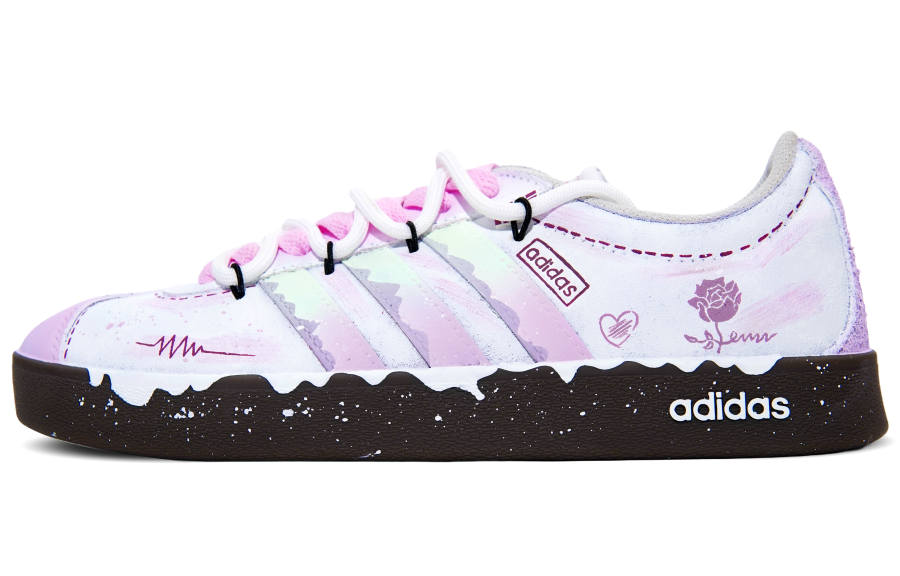 Adidas Adidas VL COURT 2.0 Abrasion Resistant Abrasion Resistant Low top Skateboard Shoes Unisex Pink