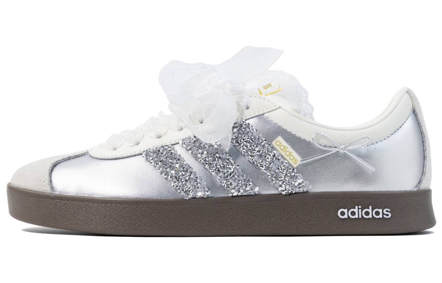 Adidas Adidas VL COURT 2.0 Synthetic Leather Abrasion Resistant Low top Skateboard Shoes Unisex Silver