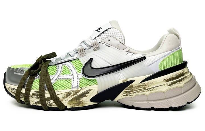 Nike Nike V2K Run Non slip Lightweight Low top Running Shoes Women's Silver Green