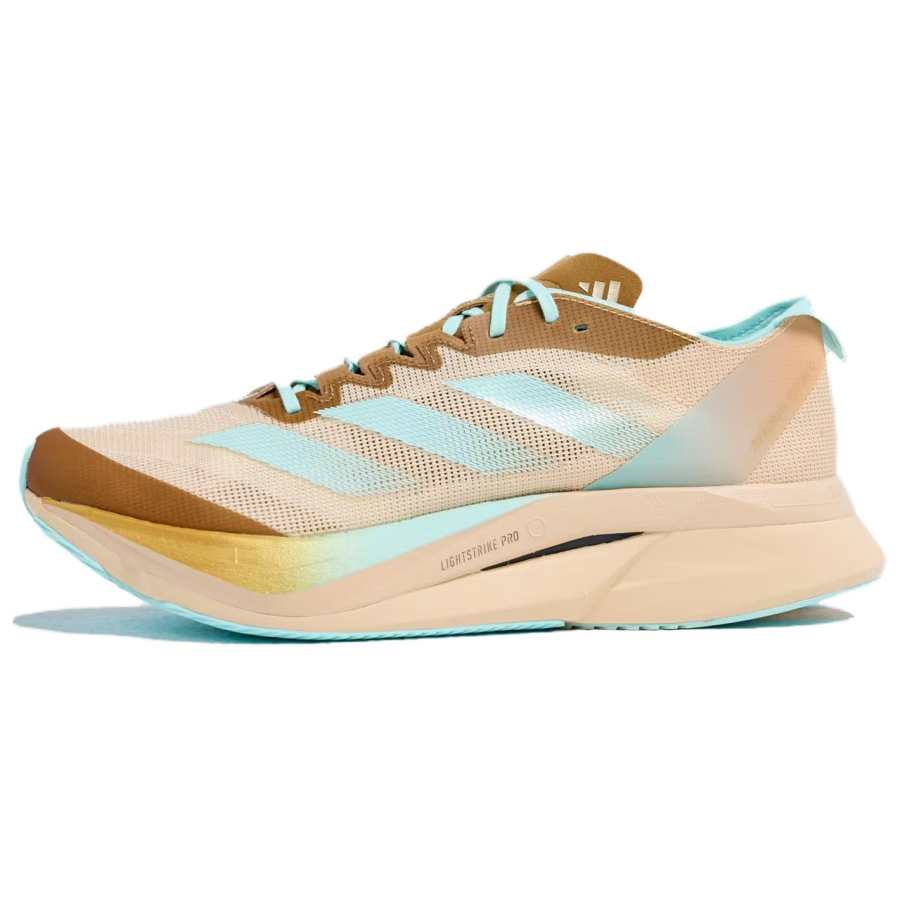 Adidas Adidas Adizero Boston 12 Slip Resistant Abrasion Resistant Low top Training Running Shoes Unisex Beige Green