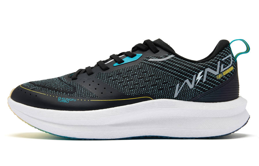 QIAODAN Strong Wind SE Cushioning Low top Running Shoes Men's Black/Ultra Cyan